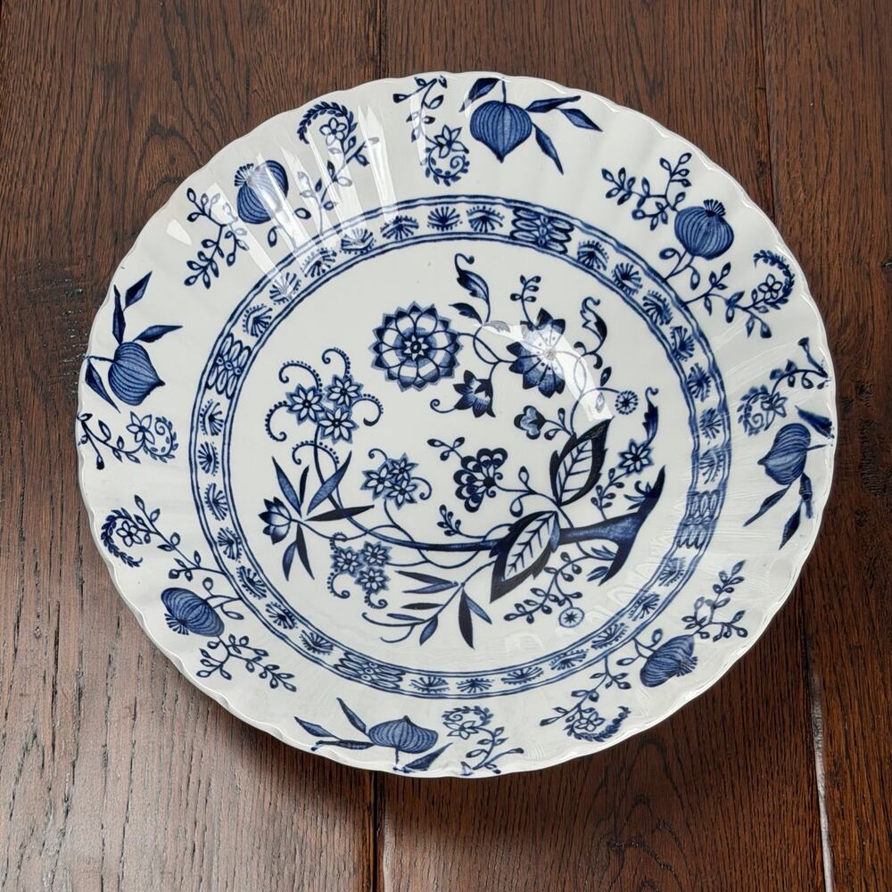 Vintage J&G Meakin Blue Nordic Serving Bowl 8" Blue White Ironstone